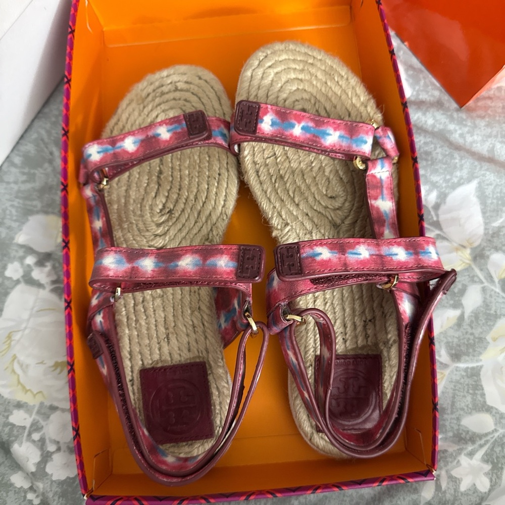 Tory Burch Pink and White Sandals
